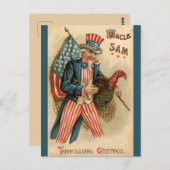  Uncle Sam met een Amerikaanse en Turkse vlag Briefkaart (Voorkant / Achterkant)