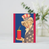 Uncle Sam met een gigantische vuurwerkkraker 4 jul Briefkaart (Staand voorkant)