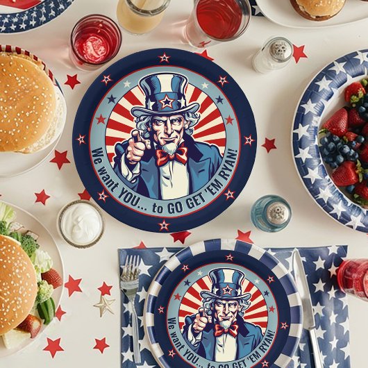  Uncle Sam Military Going Away Party 7" Papieren Bordje