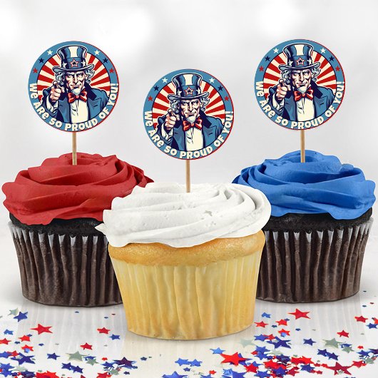 Uncle Sam Military Going Away Party Cupcake Picks Ronde Sticker