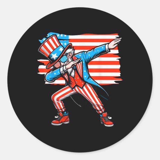 Uncle Sam Onafhankelijkheidsdag Amerikaanse vlag 4 Ronde Sticker (Voorkant)