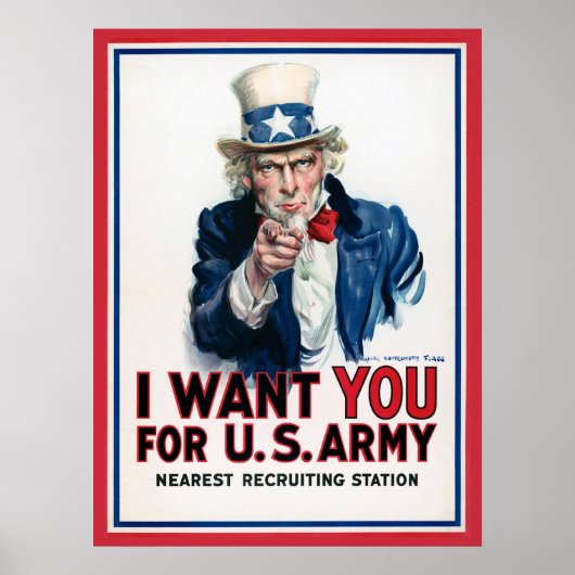 Uncle Sam onbewerkt  foto's Oud esthetisch Poster (Voorkant)