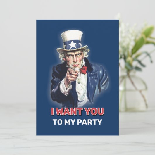 Uncle Sam Party Kaart (Staand voorkant)