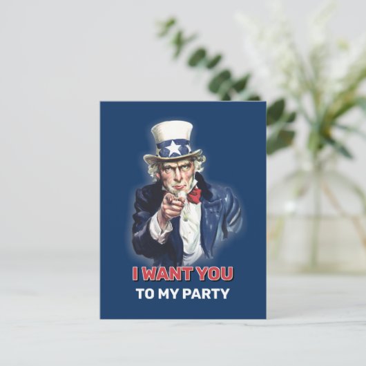 Uncle Sam Party Uitnodiging (Staand voorkant)