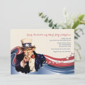 Uncle Sam Patriottische Uitnodiging (Staand voorkant)