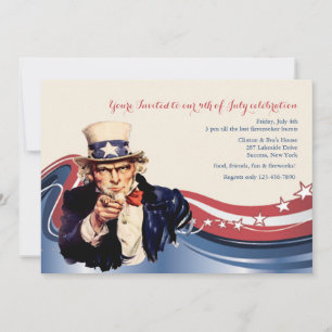Uncle Sam Patriottische Uitnodiging