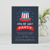 Uncle Sam Pet 4TH van juli Cookout Uitnodiging (Staand voorkant)