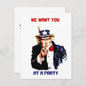 UNCLE SAM POINTING Party INVITATION ~EZ2 CUSTOMIZE Kaart (Voorkant / Achterkant)
