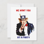 UNCLE SAM POINTING Party INVITATION ~EZ2 CUSTOMIZE Kaart (Voorkant)