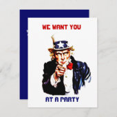 UNCLE SAM POINTING Party INVITATION ~EZ2 CUSTOMIZE Kaart (Voorkant / Achterkant)