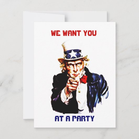 UNCLE SAM POINTING Party INVITATION ~EZ2 CUSTOMIZE Kaart (Voorkant)