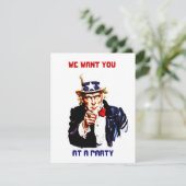 UNCLE SAM POINTING Party INVITATION ~EZ2 CUSTOMIZE Kaart (Staand voorkant)