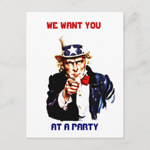 UNCLE SAM POINTING Party INVITATION ~EZ2 CUSTOMIZE Kaart