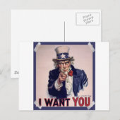Uncle Sam Poster Hoge kwaliteit Briefkaarten (Voorkant / Achterkant)