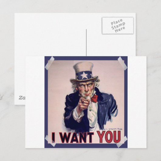 Uncle Sam Poster Hoge kwaliteit Briefkaarten (Voorkant / Achterkant)