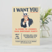 Uncle Sam Poster Patriottische Verjaardag Kaart (Staand voorkant)