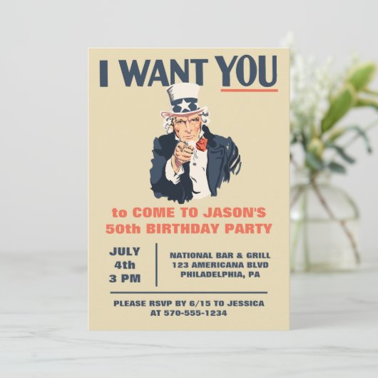 Uncle Sam Poster Patriottische Verjaardag Kaart (Staand voorkant)