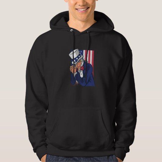 Uncle Sam Praying Us American Patriotic Culture 4t Hoodie (Voorkant)