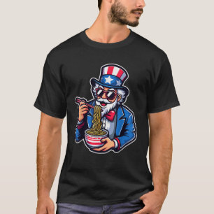 Uncle Sam Ramen Anime Amerikaanse vlag 4 juli T-shirt