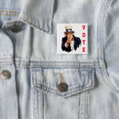 Uncle Sam Republikeinse stemming Vierkante Button 5,1 Cm (In situ)