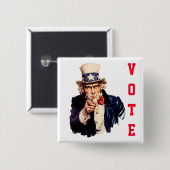 Uncle Sam Republikeinse stemming Vierkante Button 5,1 Cm (Voorkant /achterkant)
