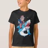 Uncle Sam Riding Shark T Shirt 4 juli Kinder Bo (Voorkant)