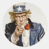 Uncle Sam Ronde Sticker (Voorkant)