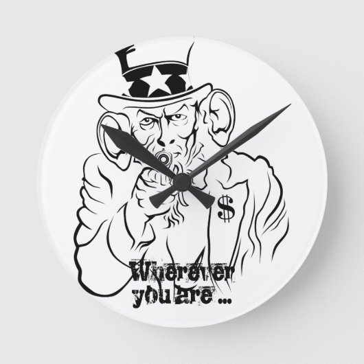 Uncle Sam Round Clock Ronde Klok (Voorkant)