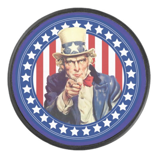 Uncle Sam Stars & Stripes Hockey Puck (Voorkant)