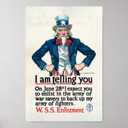  Uncle Sam tijdens de Eerste Wereldoorlog Poster (Voorkant)