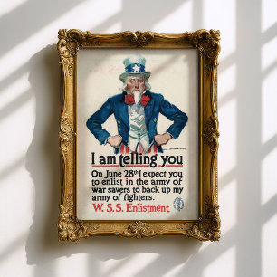  Uncle Sam tijdens de Eerste Wereldoorlog Poster