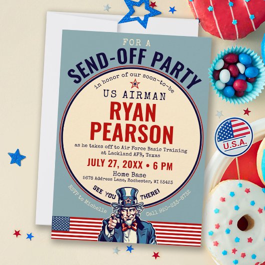 Uncle Sam US Military Going Away Party Kaart