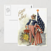 Uncle Sam US Vlag Vuurwerk Vuurwerk Vuurwerk Vuurw Briefkaart (Voorkant / Achterkant)