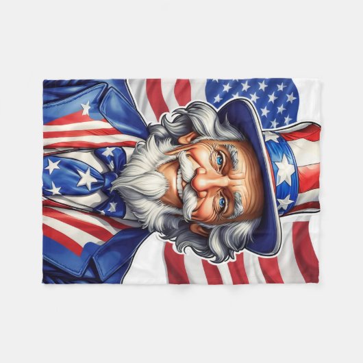 Uncle Sam USA Fleece Deken (Voorkant (Horizontaal))