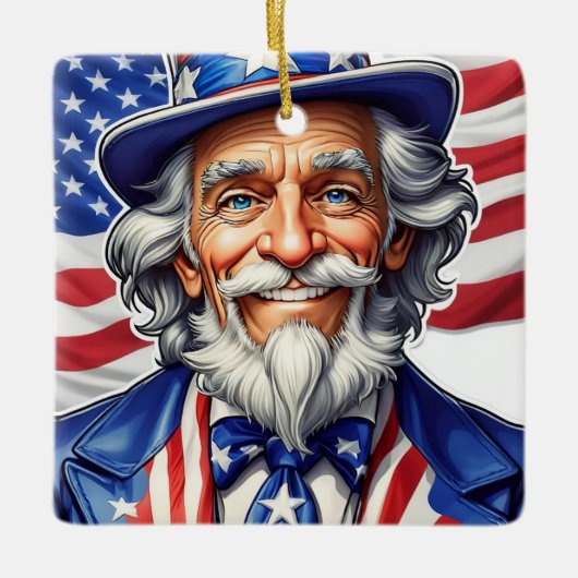 Uncle Sam USA Keramisch Ornament (Voorkant)