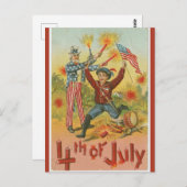 Uncle Sam vuurwerk vierde juli Briefkaart (Voorkant / Achterkant)