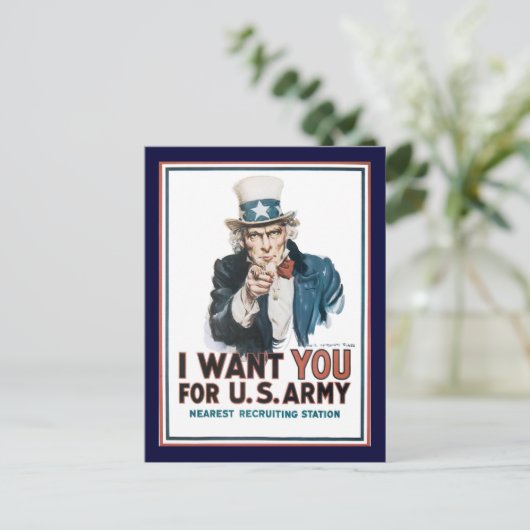 Uncle Sam wil je de Tweede Wereldoorlog Briefkaart (Staand voorkant)