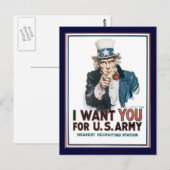 Uncle Sam wil je de Tweede Wereldoorlog Briefkaart (Voorkant / Achterkant)