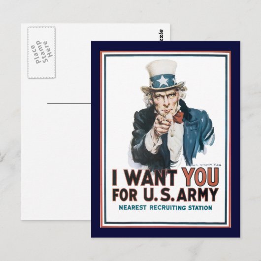 Uncle Sam wil je de Tweede Wereldoorlog Briefkaart (Voorkant / Achterkant)