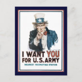 Uncle Sam wil je de Tweede Wereldoorlog Briefkaart (Voorkant)