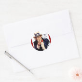 Uncle Sam zegt de troepen te steunen Ronde Sticker (Envelop)