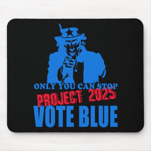 Uncle Sam zegt stop project 2025 stemming blauw Muismat (Voorkant)