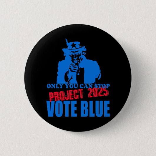 Uncle Sam zegt stop project 2025 stemming blauw Ronde Button 5,7 Cm (Voorkant)