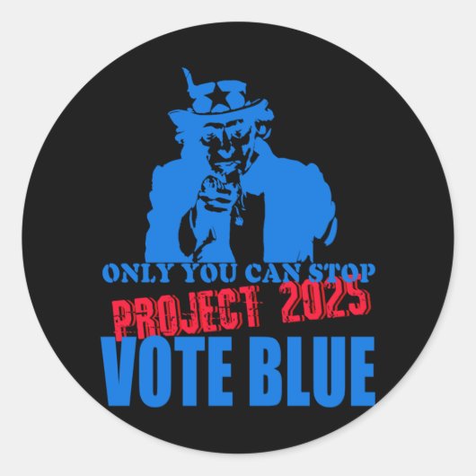 Uncle Sam zegt stop project 2025 stemming blauw Ronde Sticker (Voorkant)