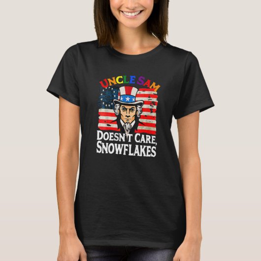 UNCLE SAM ZORGT NIET VOOR SNOWFLAKES Funny America T-shirt (Voorkant)