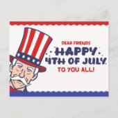 Uncle Sam's Patriottische 4 juli Feestdagenkaart (Voorkant)