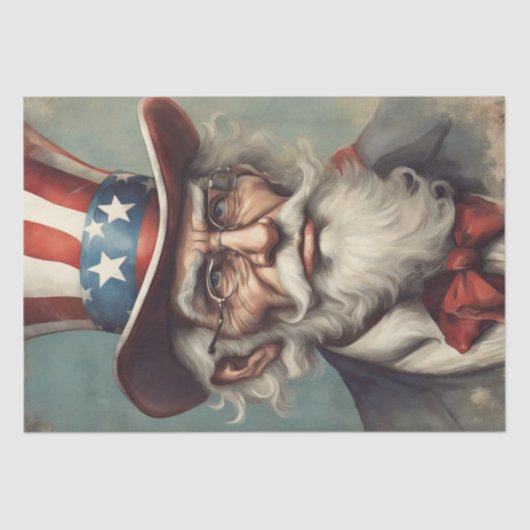 Uncle Sam's Patriottische Prowess Decoupage Papier (Voorkant)