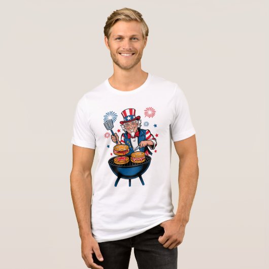 Uncle Sam's Star-Spangled BBQ Bash Tri-Blend Shirt (Voorkant volledig)