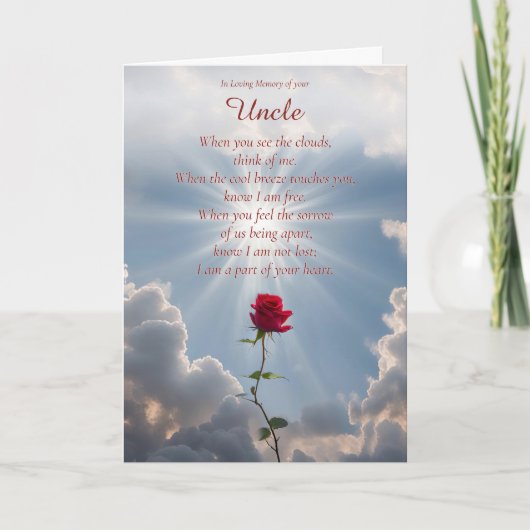 Uncle Sympathy condoleert met gedicht Red Rose Kaart (Voorkant)