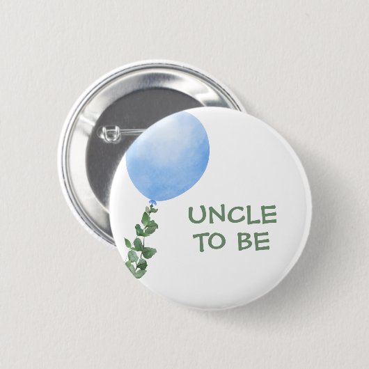 Uncle to be Blue Balloon Baby shower Button (Voorkant /achterkant)
